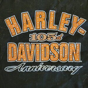 Harley Davidson Motorcycles 105th Anniversary T-Shirt - Black - Womens - M